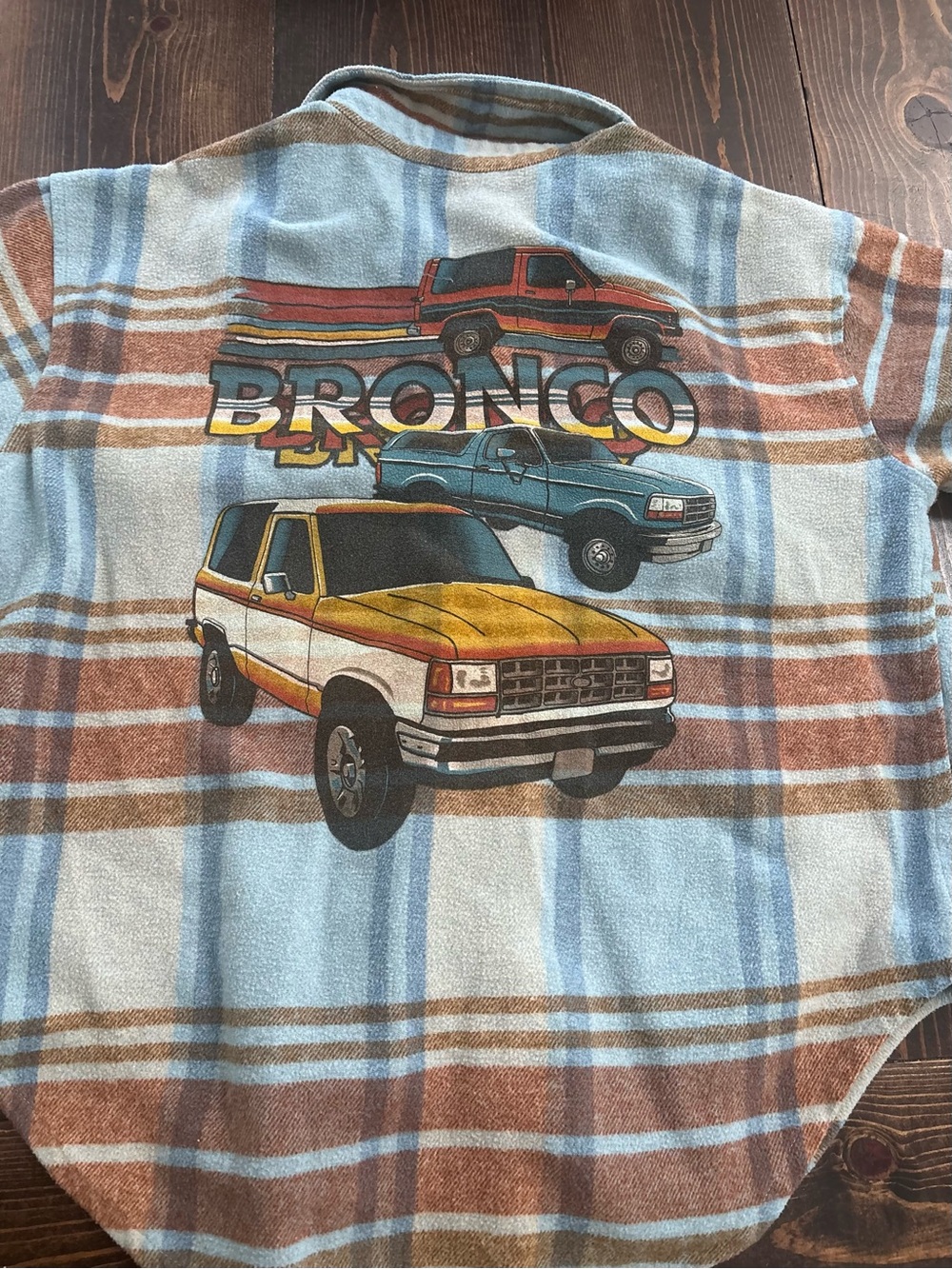 Ford Bronco Plaid Flannel Shirt in Blue and Brown